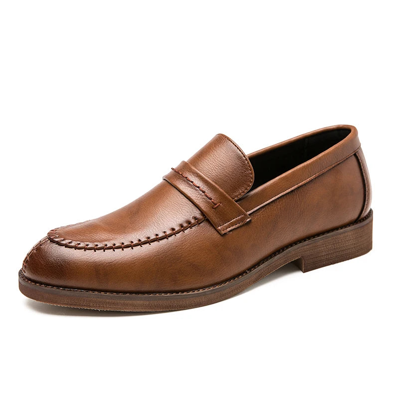 Men's Loafers Business Dress Leather Shoes Men's Brand Brown Oxford Shoes High Quality Soft Flat Casual Shoes mocassin homme