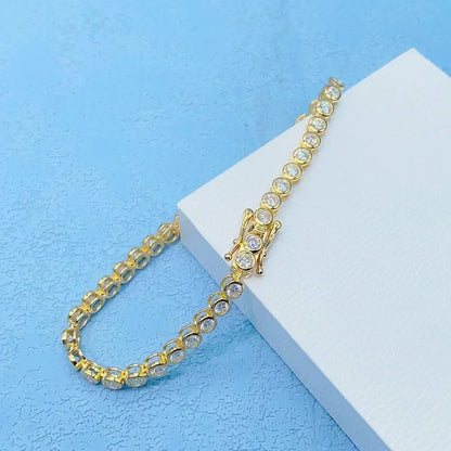 GRA Certified 2mm Moissanite Tennis Bracelet for Women Man 925 Sterling Silver Plated 18k Gold Round Bubble Diamond Bracelets