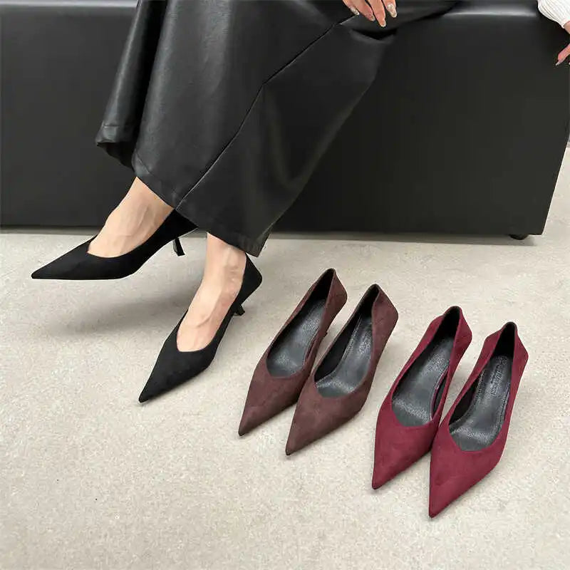 2024 Autumn Pointed Toe Women Sexy Shallow Slip On Pumps Shoes Fashion Thin High Heel Ladies Elegant Dress Shoes Mujer