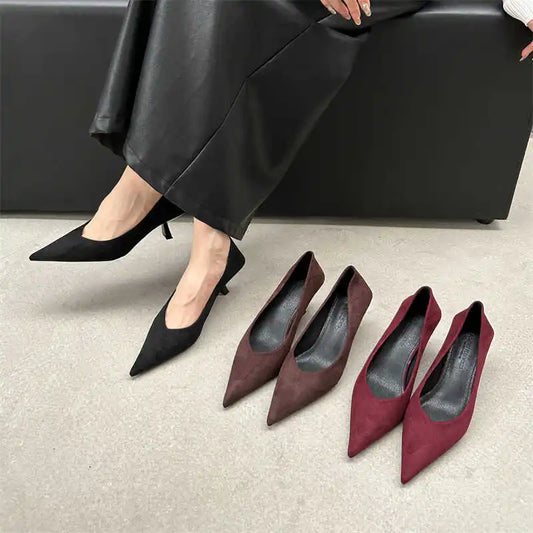 2024 Autumn Pointed Toe Women Sexy Shallow Slip On Pumps Shoes Fashion Thin High Heel Ladies Elegant Dress Shoes Mujer