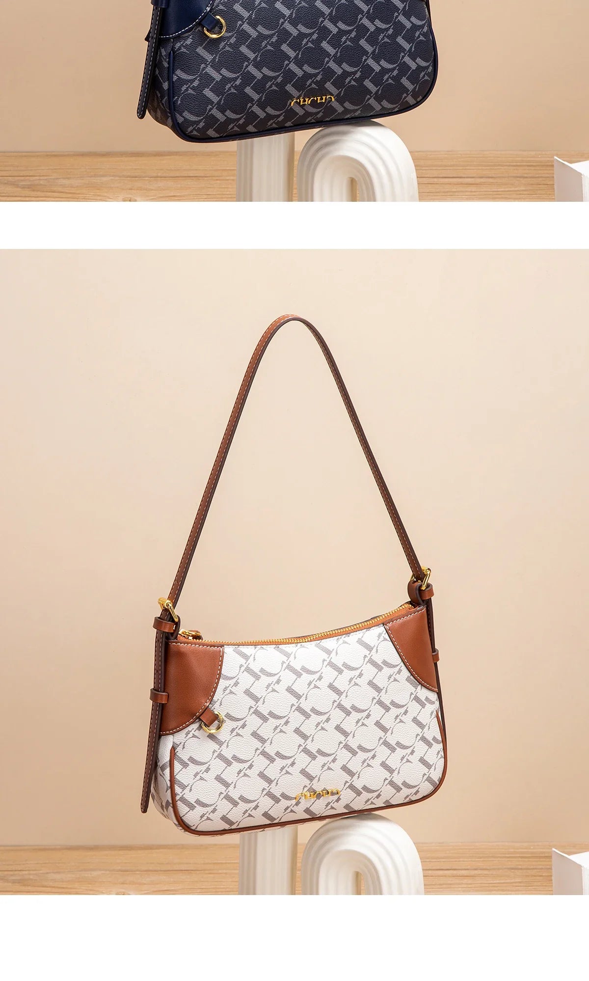 Summer New Simple Crescent Bag 2025 Women's Shoulder Bag with Two Shoulder Straps
