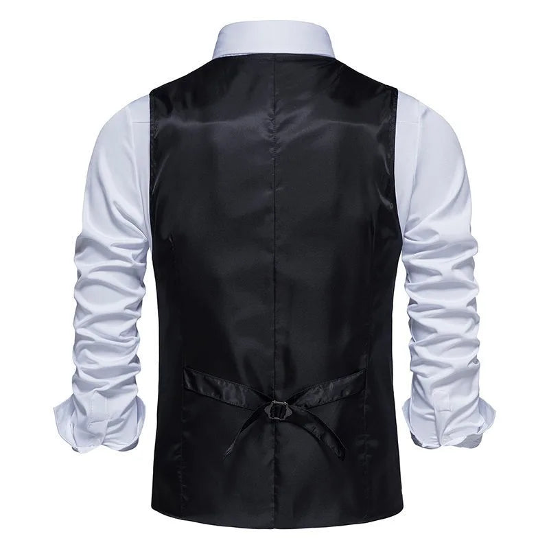 Man Waistcoat British Style Plaid Single-breasted Men Suit Vest Retro Slim V-neck Sleeveless Pocket Male Casual Vest