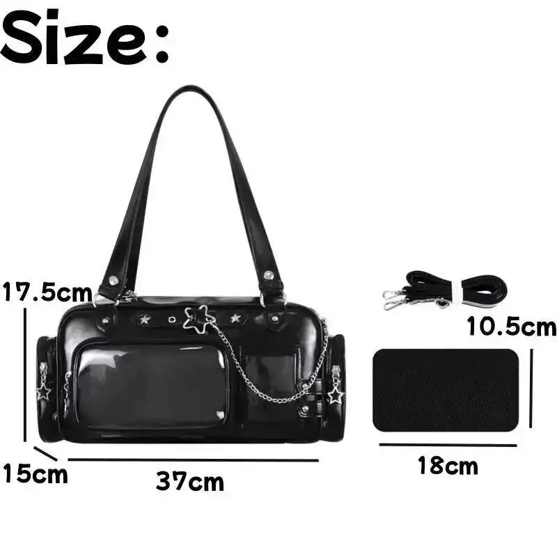 Star Chain Y2k Harajuku Shoulder Itabag Blue Lolita Girl Pain Bags Transparent Japanese Crossbody Bag New Concert Korean Handbag