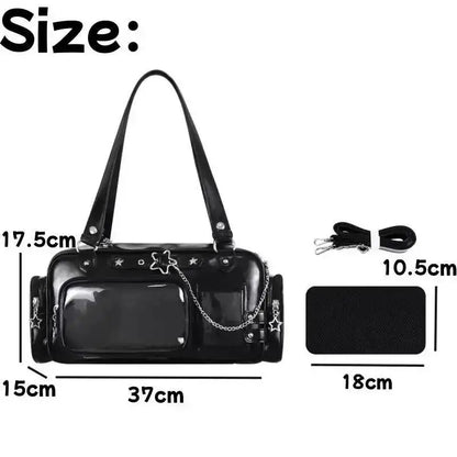 Star Chain Y2k Harajuku Shoulder Itabag Blue Lolita Girl Pain Bags Transparent Japanese Crossbody Bag New Concert Korean Handbag