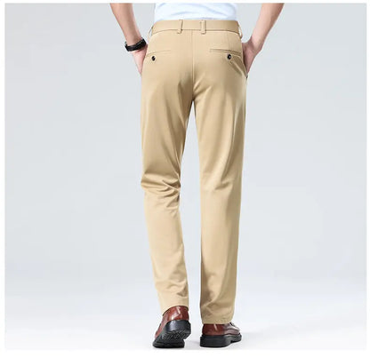Men's Stretchy Casual Pants Business Suit Pants Spring Summer Breathable Dress Pants Full Length Homme Work Trousers