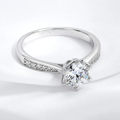 Real 0.3-3CT Moissanite Wedding Ring for Women Sterling Silver Round Brilliant Diamond Solitaire Engagement Rings Gift