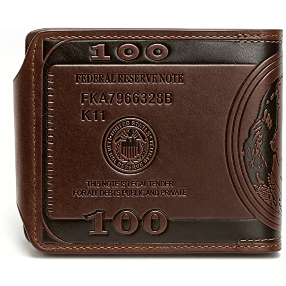Cool Wallets for teen boys Ages 10-18, Cash with ID Window Cardholder,Faux Leather Wallet for Teen boys,Zippered Wallet for Teenagers,Teenage Teenager Youth Gift. (Brown dollar pattern)