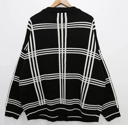 Men's Clothing Cardigan Jacket V Neck Coat Knit Sweater Male Plaid Elegant Casual Long Sleeve 100% Korean 2025 Autumn Classic A