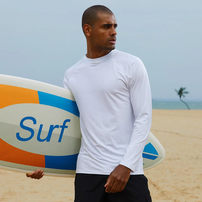 Men's Long Sleeve Swim Shirts Rashguard UPF 50+ UV Sun Protection Shirt Athletic Workout Running Hiking T-Shirt Swimwear
