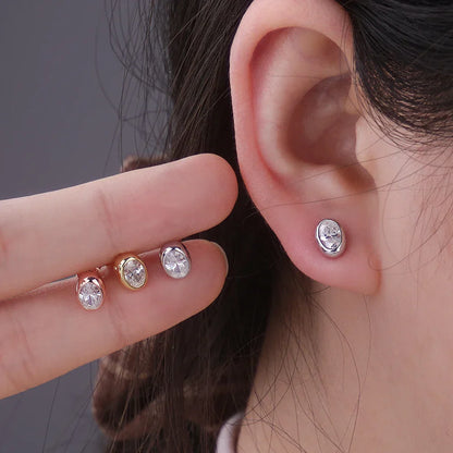 0.5carat Bezel Set Oval Cut Moissanite Stud Earrings for Women S925 Silver Jewelry Lab Grown Diamond Ear Studs with Certificate
