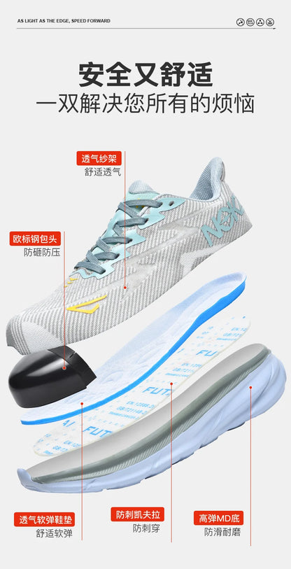 NEW Lightweight Safety Shoes Men Steel Toe Sneakers Anti-puncture Proof Breathable Work Safety Boots Man Comfortable Work Shoes