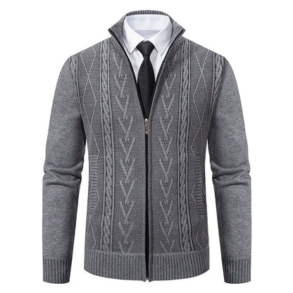 Men's Knit Cardigan Autumn Winter Sweater Coat Man Clothes Brown Blue Luxury Brand Button Fleece Lined Male Knitting Jackets