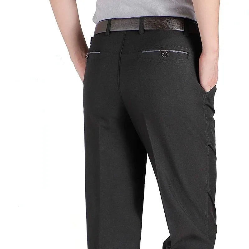 Mens Autumn Thick Summer Thin Business Pants Loose Male Pant High Waist Straight Trousers Casual Fashion Pant Plus Size 28-40