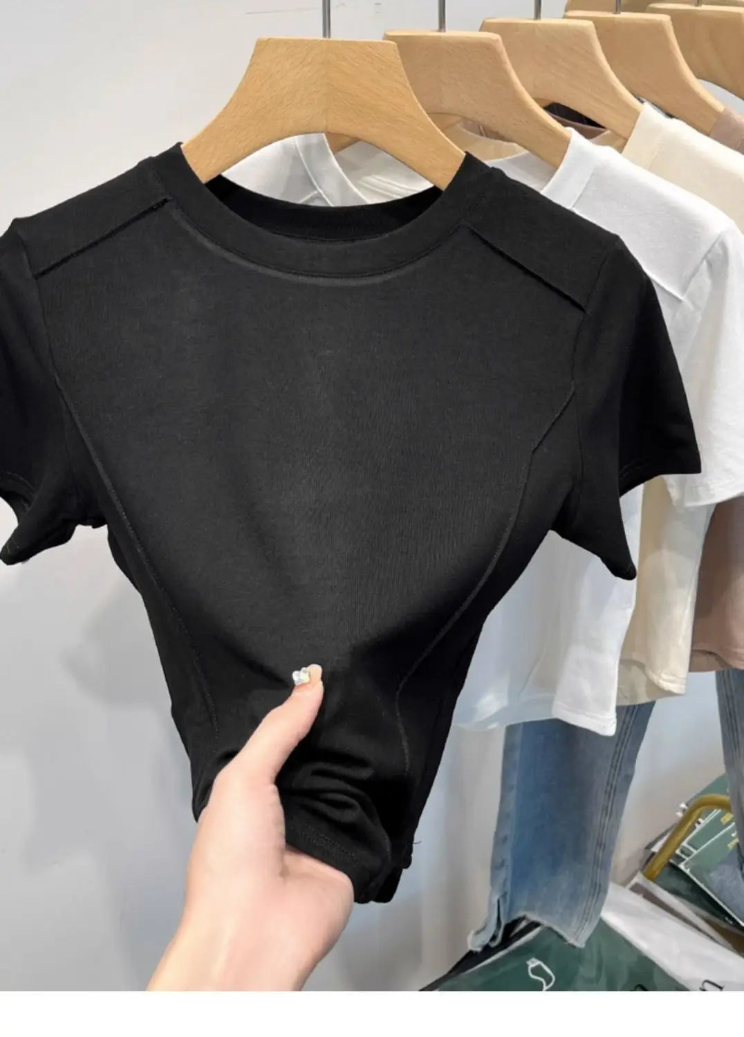 2026 Summer White T-shirt Cotton Female Short-sleeved Student Versatile Slim T-shirt Harajuku Crop Top Trend
