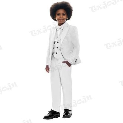 Jacquard High Quality Suit Set 4 Pieces For Kids Piano Performance Handsome Formal Boys Suits Wedding Guest Clothes 3-14T