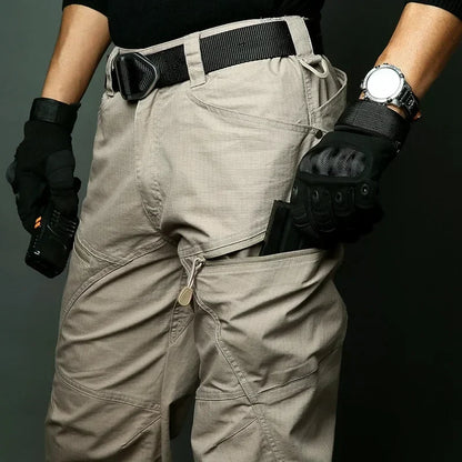 Stretch Hiking Pants Men Water Resistant Rip Stop Cotton Outdoor Work Cargo Pants Multi-Pocket Lightweight Combat Tactical Pants