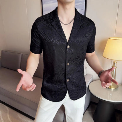 Summer Thin Ice Silk Without Lining Men Suit Coats 2025 New High-end Fashion Jacquard Casual Social Shirt Coat Men Clothing