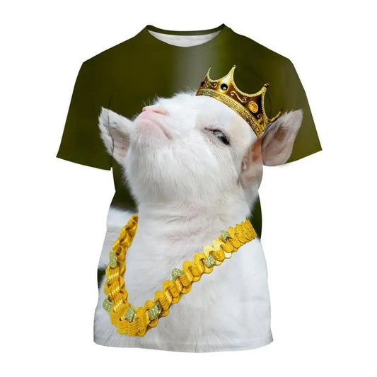 Funny Animal Goat 3D Print Men's T-Shirts Streetwear Men Fashion Harajuku Casual Oversized O-Neck Unisex Clothes Tees Tops