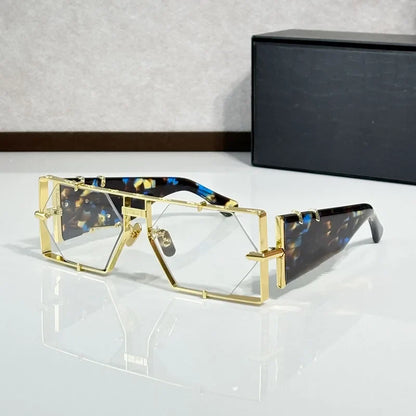 Hexagon 004 Desinger Brand Sunglasses Men Women Metal Thick Acetate Luxury Square Classical Outdoor Solar Shades UV400 with Case