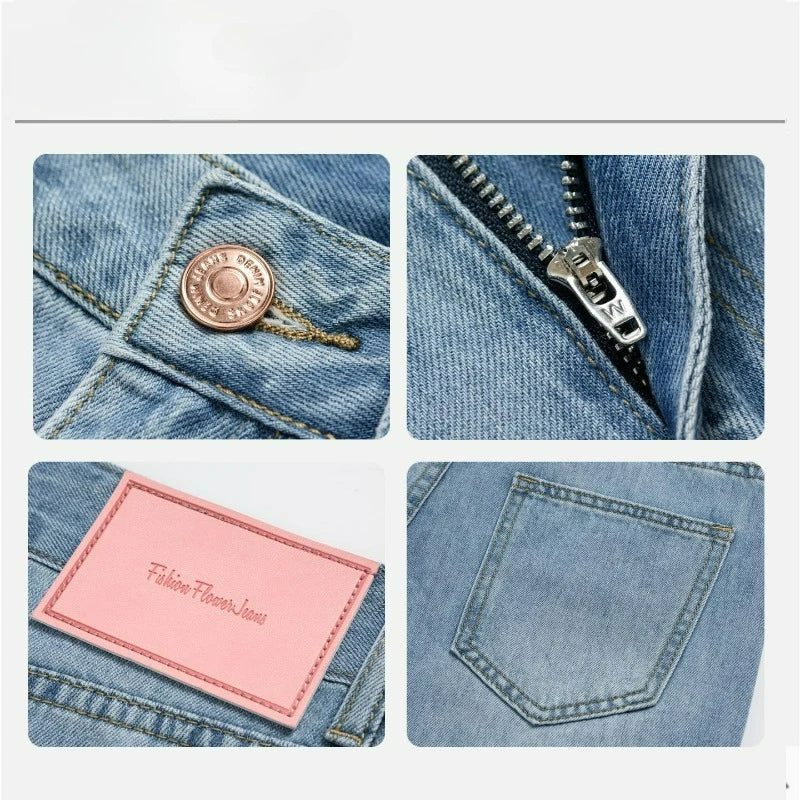 Women Summer Lyocell Pants Casual Streetwear High Waist Jeans Wide Leg Flared Trousers Loose Fit Comfortable Daily Walking Denim