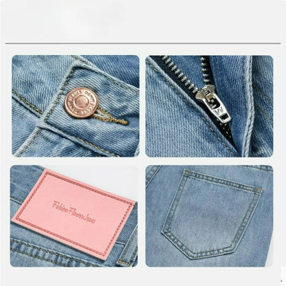 Women Summer Lyocell Pants Casual Streetwear High Waist Jeans Wide Leg Flared Trousers Loose Fit Comfortable Daily Walking Denim