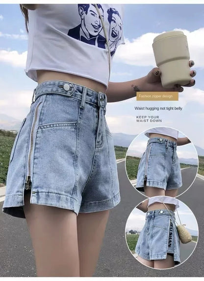 Short Pants For Woman To Wear Jeans Wide Mini Denim Women's Shorts Punk Print Low Price Elasticty Luxury Fashion Y2k Harajuku XL