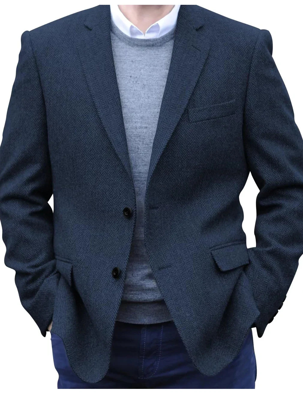 Premium Men's Suit Brown Blazer Prom Tuxedos Herringbone Tweed Single Breasted Formal Bussiness Jacket for Wedding（Only Coat）