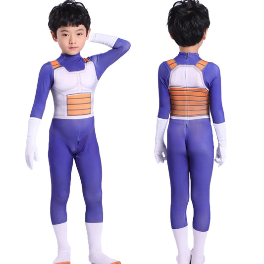Kids Adult Blue Vegeta-boy Cosplay Costume Goku Costume Suit Superhero Jumpsuit Finery Dress Up