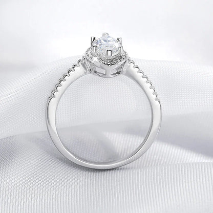 1CT Marquise Cut Certified Moissanite Rings for Women Simulated Diamond Wedding Band S925 Sterling Silver Jewelry