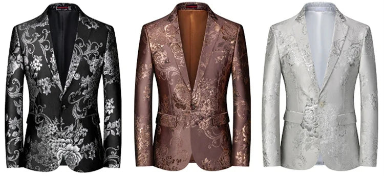 2026 New Men's Pink Embroidered Suit Jacket, Wedding Party Dress Coat, Fashionable Slim Male Blazers, Asian Size M-5XL 6XL