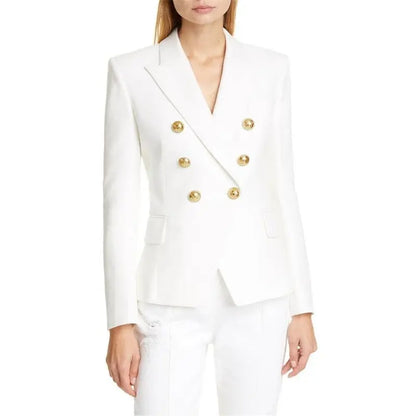 Spring Fashion New Women's Elegant Suit Jacket Double Breasted Lapel Long Sleeved Slim Fit Versatile Office Coats Blazer Women