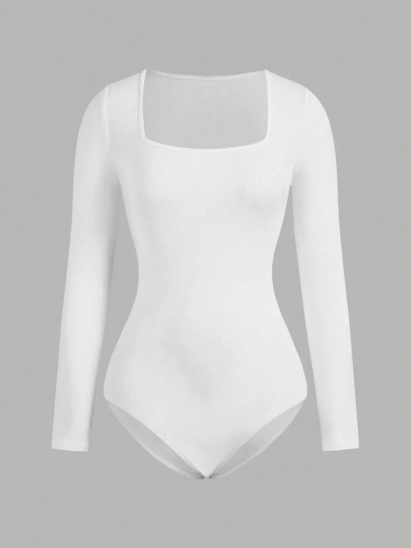 Women's Solid color Square Neck  Open Crotch One-Piece Bodysuit Long Sleeved Body  Lady Streetwear Female Warm Clothing
