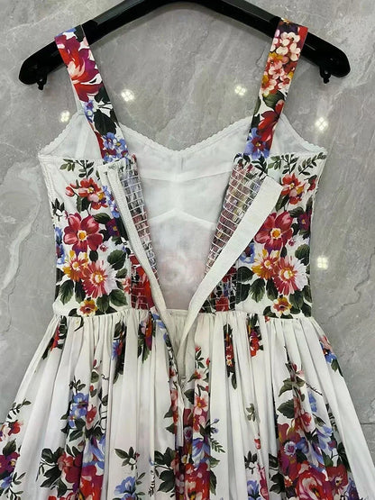 2026 New Women's Dress Sexy Spaghetti Strap Backless Fashion Print Cotton Casual Holiday Dresses