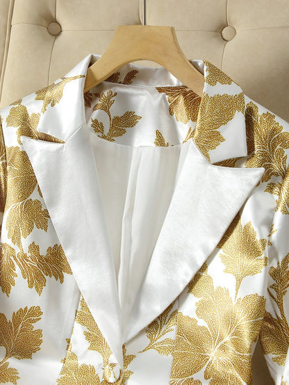 Elegant Fashion Casual Glamorous Long Blazer with Exquisite Print Design, No pockets Stylish Outerwear, Available in all seasons
