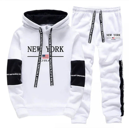 Quality Mens Tracksuit Casual Print Sweatshirts Sports Jogging Mens Clothing Autumn Winter Sportswear Single Piece Hoodie Pants