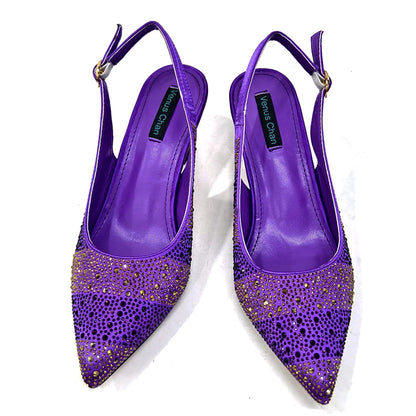 Venus Chan Fashionable Party Shoes and Bags Nigerian Women’s Party Suit Medium Heel Pointed Toe Women’s Shoes and Same Color Bag
