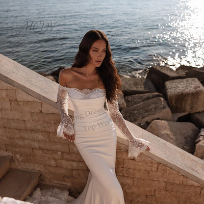 Wedding Dresses For Brides Off Shoulder Mermaid Strapless Long Sleeve vestido de novia estilo princesa Customized