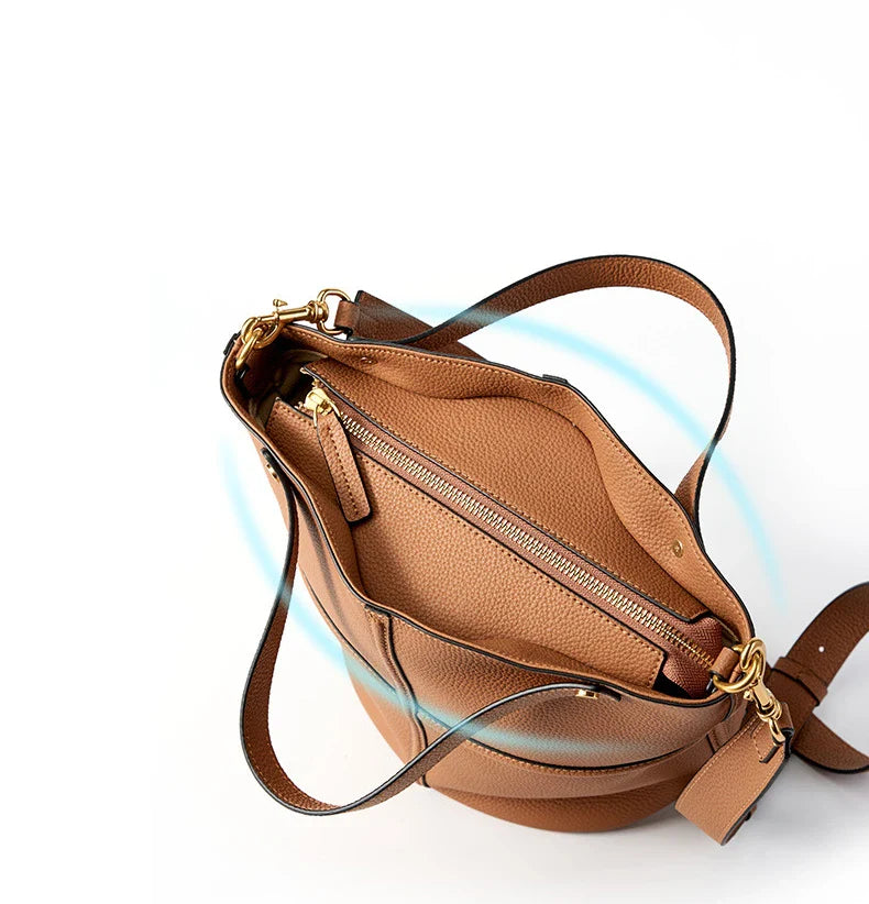 Women Bucket shoulder bag brand design Cowhide ladies handbags and purses genuine leather Tote Bags female messenger Bag Bolsas