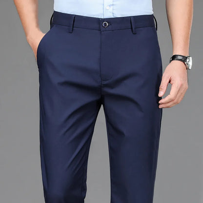 Male Pants Stretch Solid Black Smart Casual Men's Trousers Office Quick Dry Suit Pants New Spring Autumn Korean Straight Pants