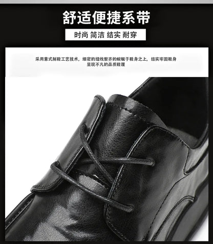 Spring New Designer Business Casual Shoes for Men Black Genuine Leather Shoes Male British Style Soft Sole Fashion Shoe Man