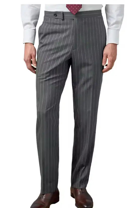New Men's Suit Pants Haute Couture Grey Striped Slim Fit Business Formal Casual Suit Pant Groom's Dress Pants Office Banquet