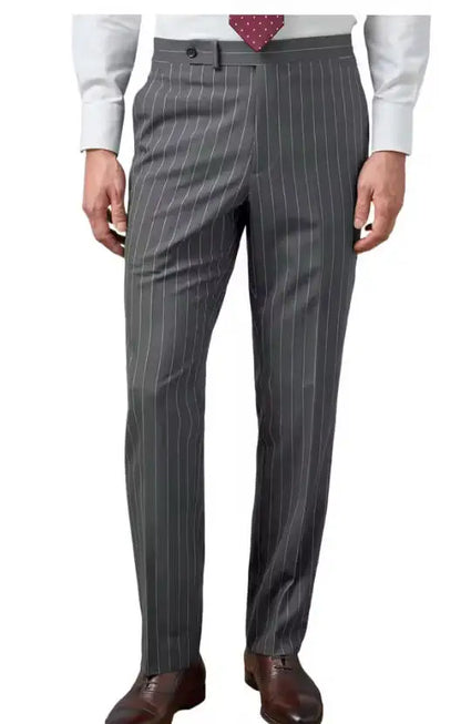 New Men's Suit Pants Haute Couture Grey Striped Slim Fit Business Formal Casual Suit Pant Groom's Dress Pants Office Banquet