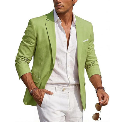 Men's Casual Linen Blazer Slim Fit Formal Business Lightweight One Button Suit Jacket for Spring/Summer Beach Wedding Sport Coat