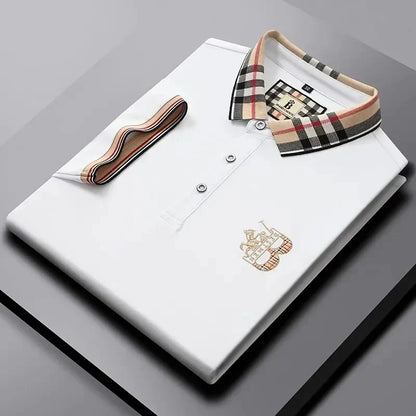 Men's short sleeved luxury brand POLO shirt summer new jacquard design fashionable classic golf top soft breathable T-shirt