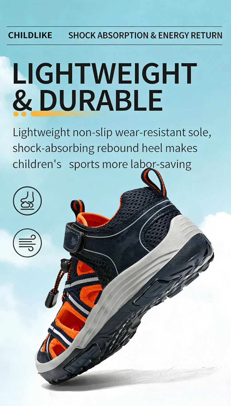 Summer Breathable Children Casual Beach Footwear Closed Toe Sandals For Kids Boys Sport Walking Shoes Size 30-39