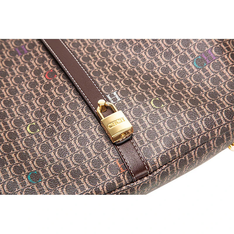 Retro Classic Style Large Capacity Women's Handbag Exquisite Workmanship Letters Printing Ladies Multifunctional Handbag