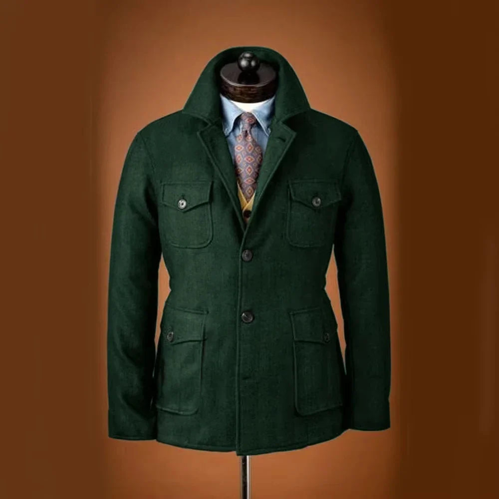 Men's Tweed Jacket Tuxedo Woolen Suit High Quality Costumes Wool Single Breasted Casual Slim Fit Male Blazers Autumn Winter