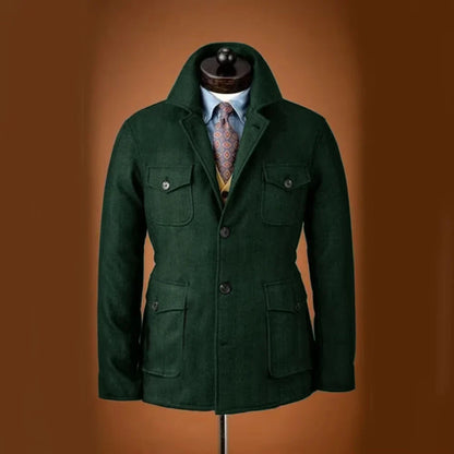 Men's Tweed Jacket Tuxedo Woolen Suit High Quality Costumes Wool Single Breasted Casual Slim Fit Male Blazers Autumn Winter