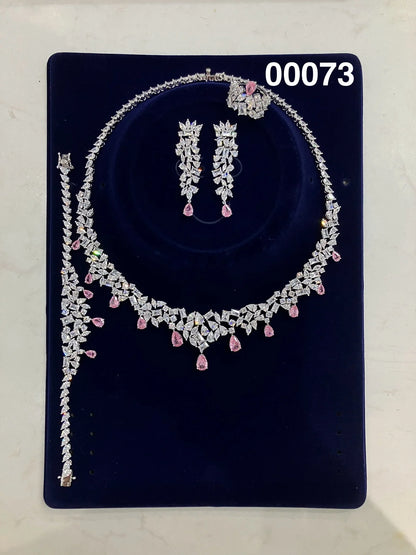 00073 Bridal Cubic Zirconia Necklace Set for Women Dubai Jewelry Sets  Wedding Jewelry Wedding & Engagement Accessories