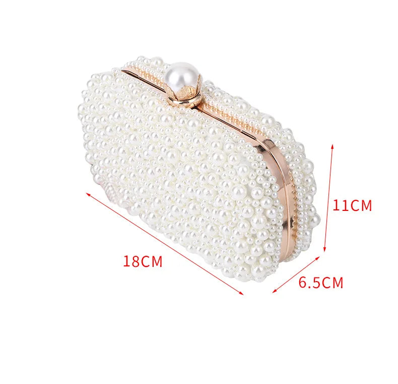 Luxury Wedding Evening Dress Bag Chain Shoulder Bag Women's Pearl Wallet Women's Party Handbag Fashion Designer Brand Purse